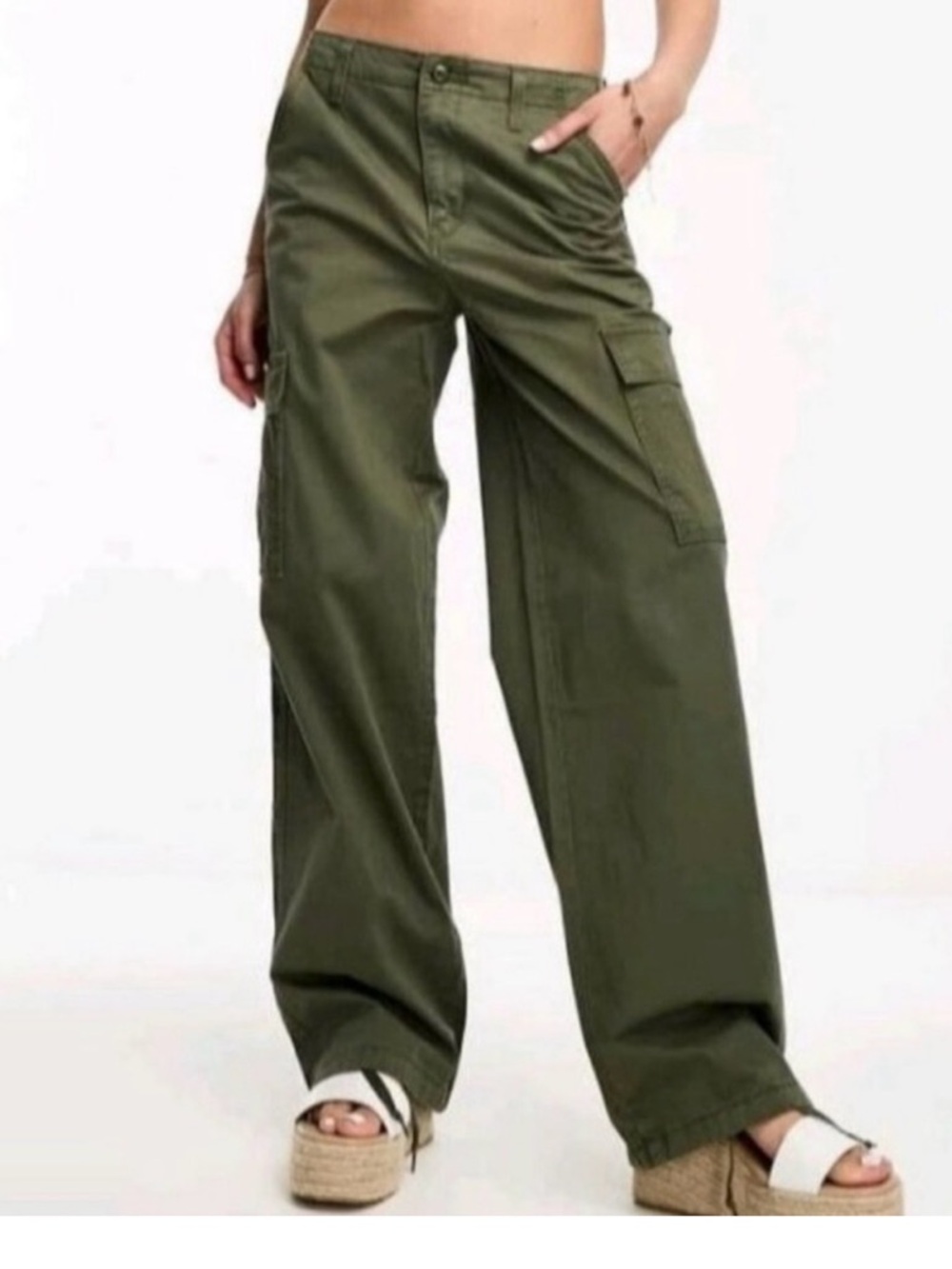 Levi's 94 Baggy Cargo Wide Leg Pants Olive Green High Rise Utility Trend